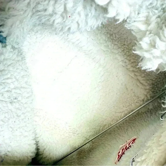 Vintage Unisex Levi’s Sherpa Jacket Raw Denim W Harley Davidson Patch - Picture 10 of 12